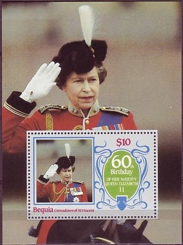 1986 60th Birthday of Queen Elizabeth II Souvenir Sheet 1986 60th Birthday of Queen Elizabeth II Souvenir Sheet